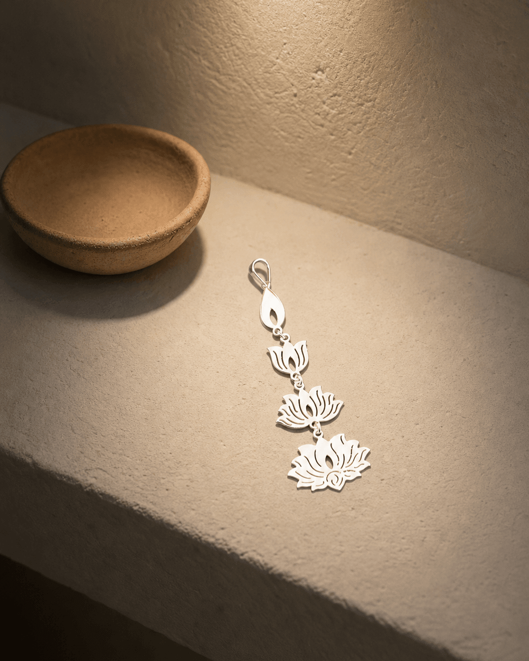 Sterling Silver Lotus Bloom Pendant – Symbol of Growth Yoga Jewelry - Pendant