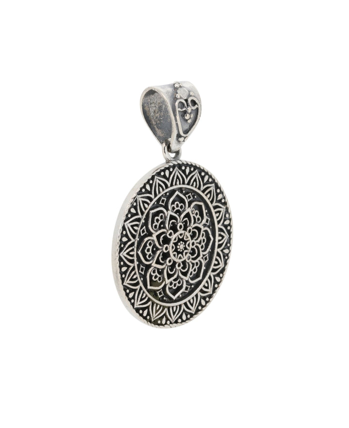 Sterling Silver Lotus Mandala Pendant - Charms & Pendants