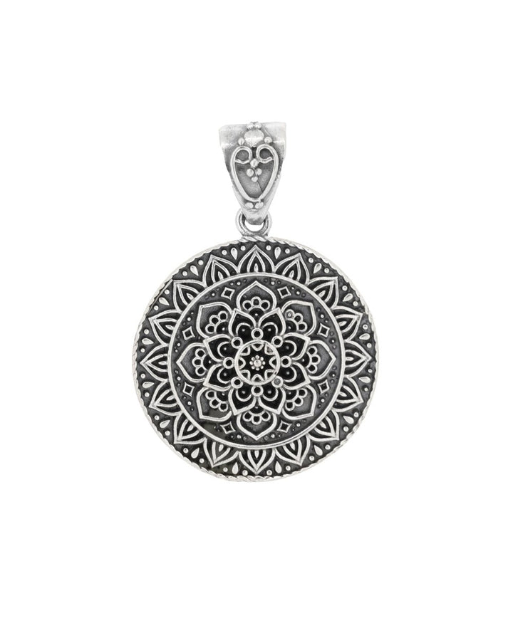 Sterling Silver Lotus Mandala Pendant - Charms & Pendants