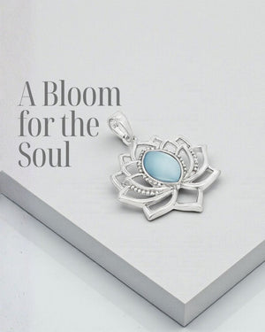 Sterling Silver Lotus Pendant – Rhodium - Plated with Mother of Pearl Inlay - Charms & Pendants