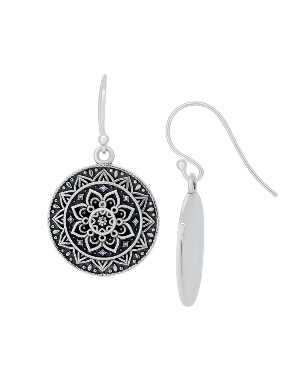 Sterling Silver Mandala Earrings - Earrings