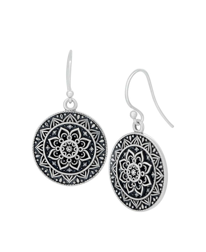 Sterling Silver Mandala Earrings - Earrings