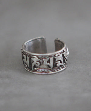 Sterling Silver Men's Tibetan Mantra Ring - 