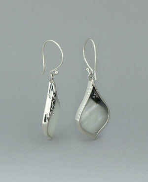 Sterling Silver Mother Of Pearl Lotus Petal Earrings - Earrings