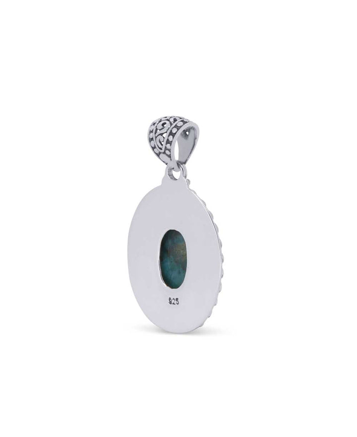 Sterling Silver Oval Larimar Pendant - Pendants