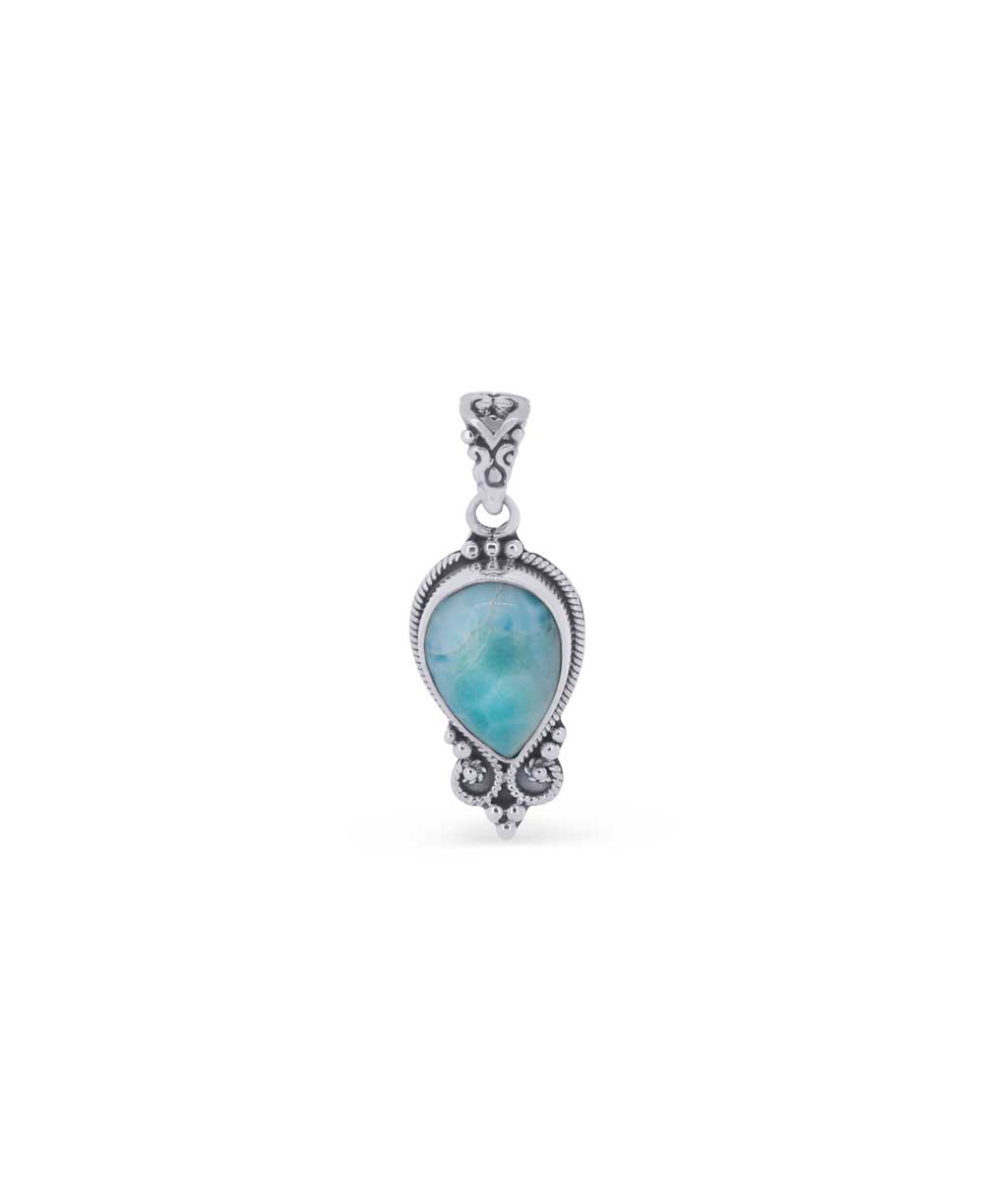 Sterling Silver Pear - Shaped Larimar Pendant - Pendants