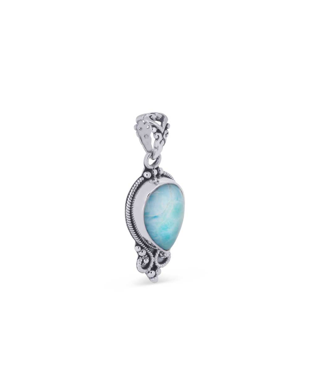 Sterling Silver Pear - Shaped Larimar Pendant - Pendants