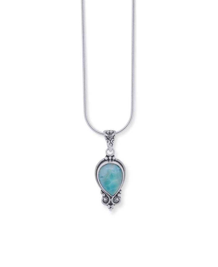 Sterling Silver Pear - Shaped Larimar Pendant - Pendants