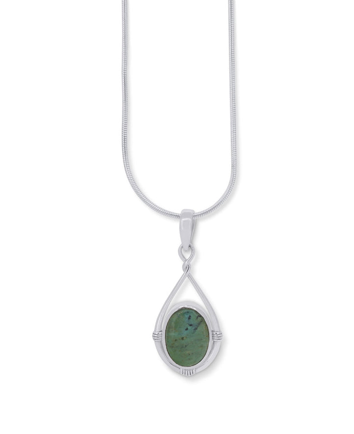 Sterling Silver Pendant with Tibetan Turquoise - Charms & Pendants