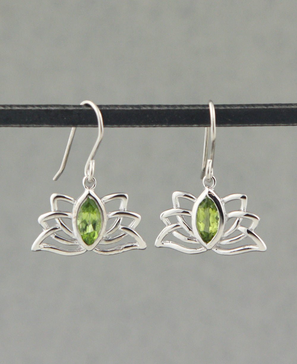 Sterling Silver Peridot Lotus Earrings - Jewelry