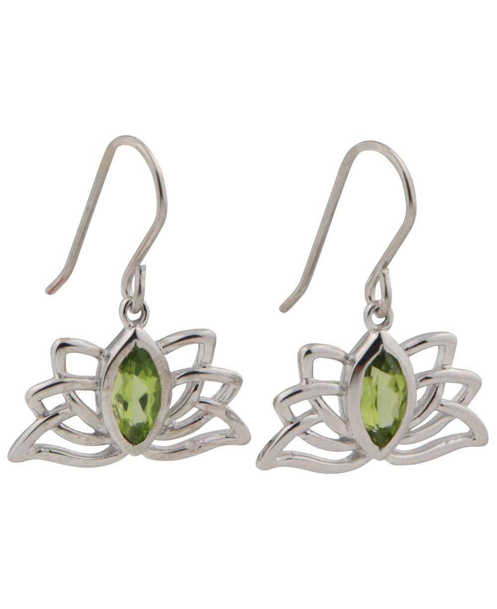 Sterling Silver Peridot Lotus Earrings - Jewelry