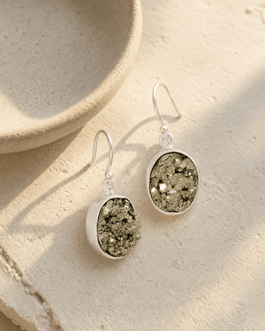 Sterling Silver Pyrite Gemstone Earrings - Earrings