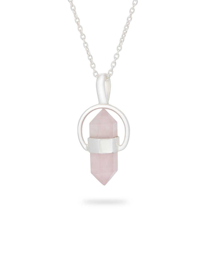 Sterling Silver Rose Quartz Point Necklace - Necklaces