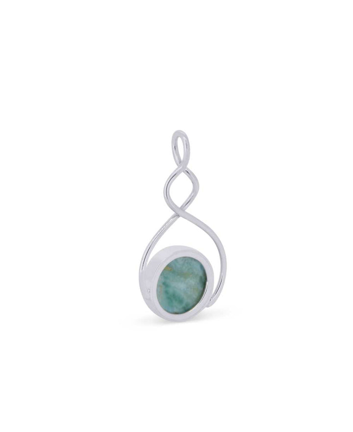 Sterling Silver Round Larimar Pendant - Pendants