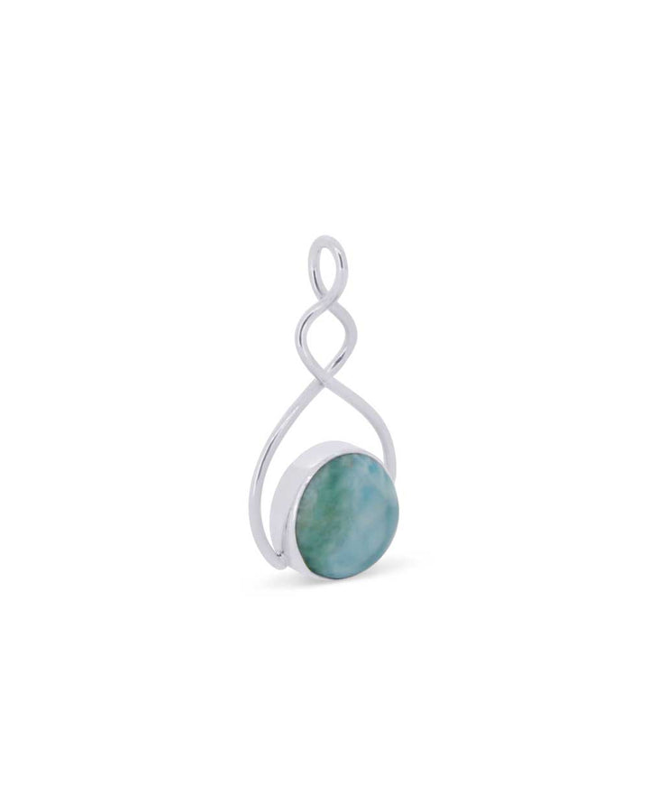 Sterling Silver Round Larimar Pendant - Pendants