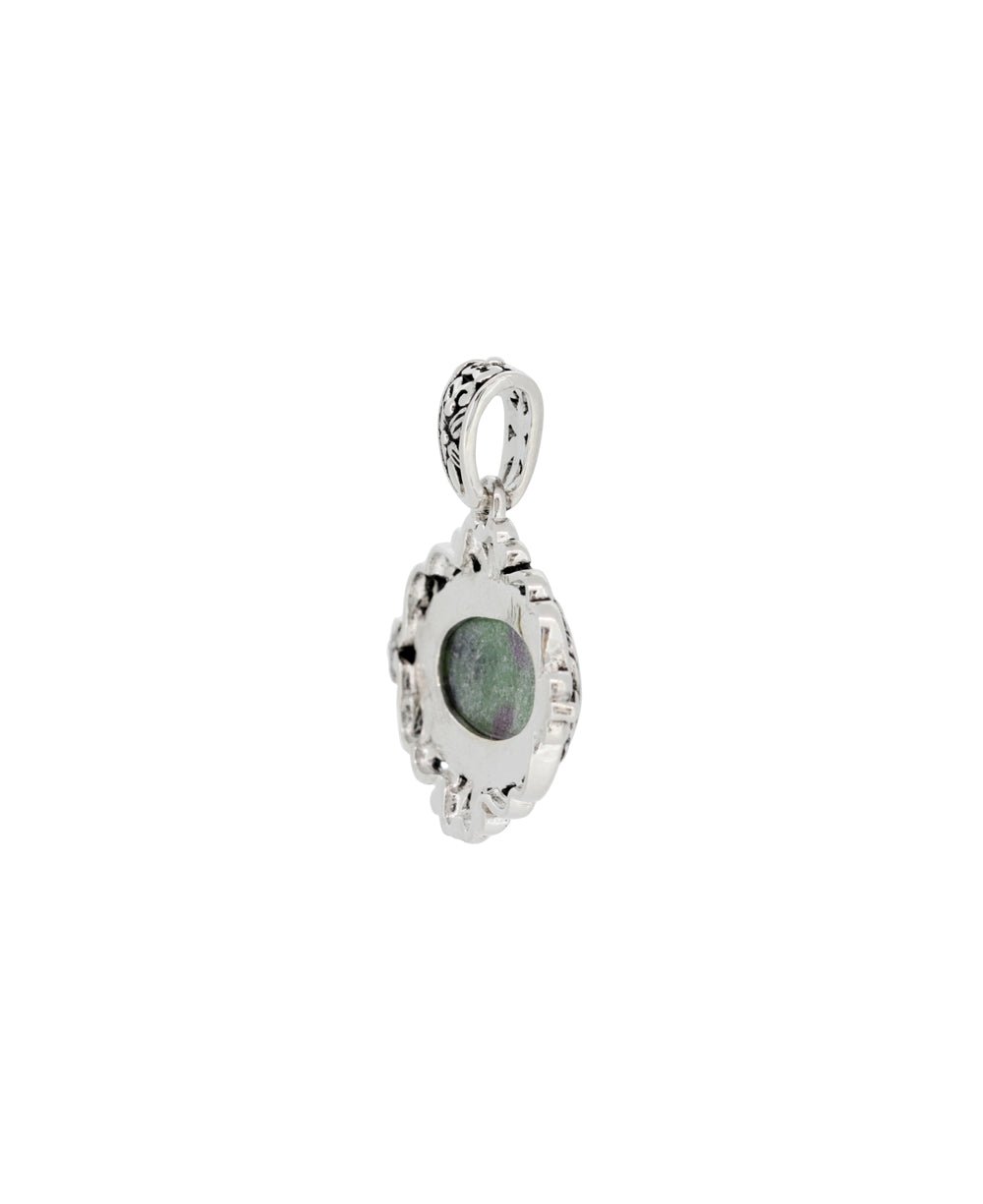 Sterling Silver Ruby Zoisite Pendant - Charms & Pendants