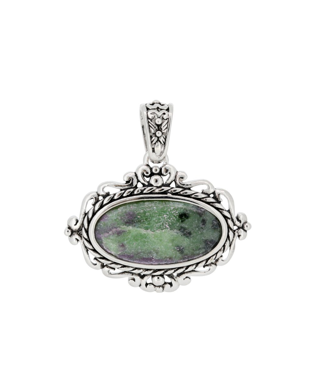 Sterling Silver Ruby Zoisite Pendant - Charms & Pendants