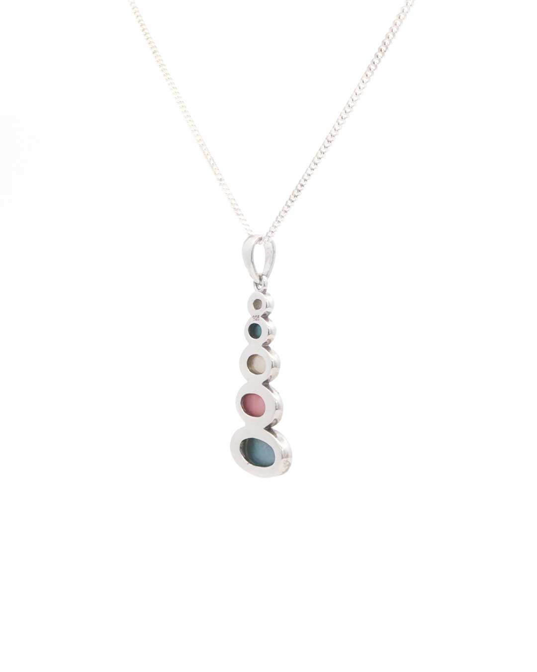 Sterling Silver Stacked Cairn Pendant – Multicolor Mother of Pearl Oval Cabochons - Pendant