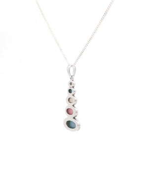 Sterling Silver Stacked Cairn Pendant – Multicolor Mother of Pearl Oval Cabochons - Pendant