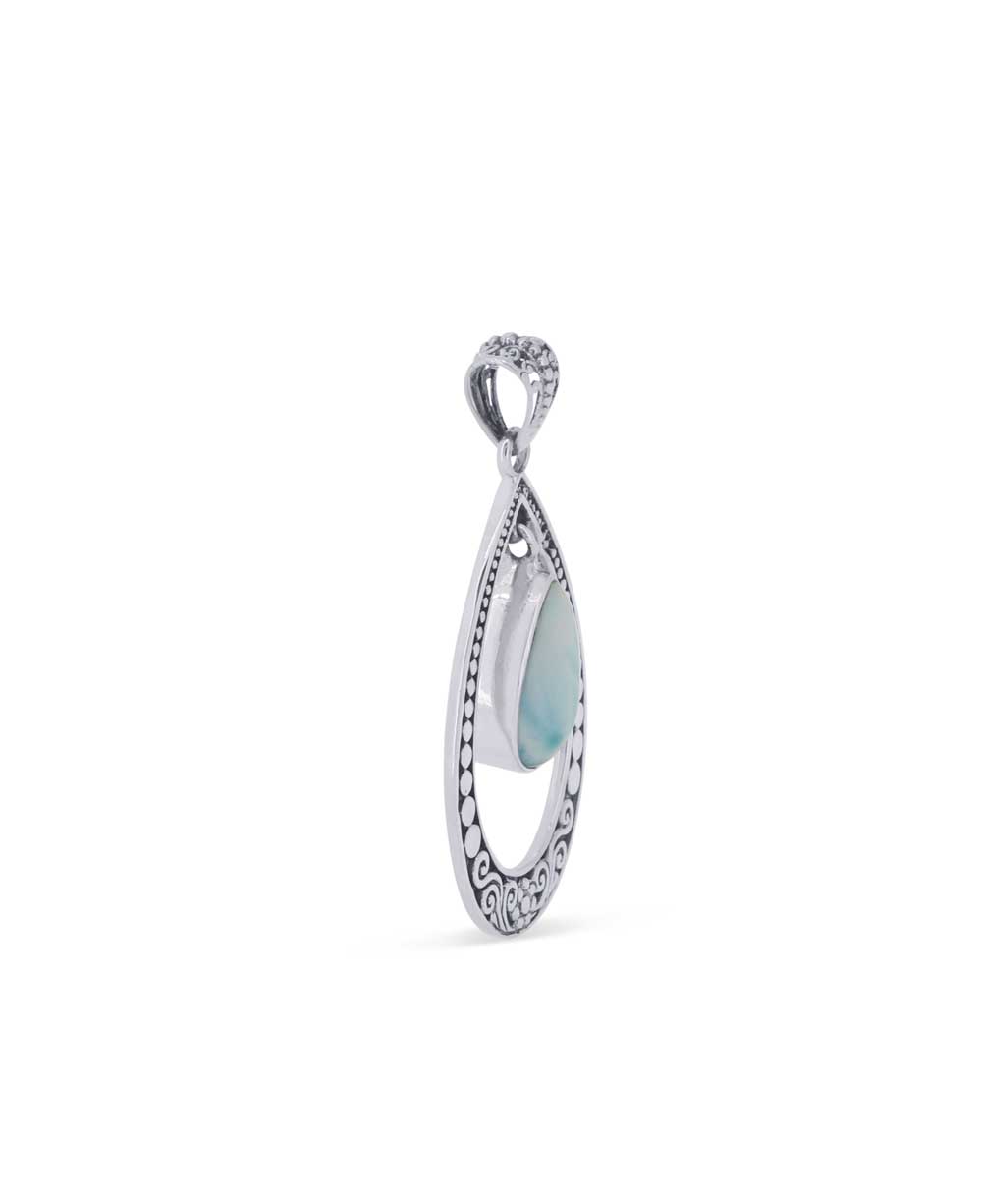 Sterling Silver Swaying Larimar Pendant - Pendants