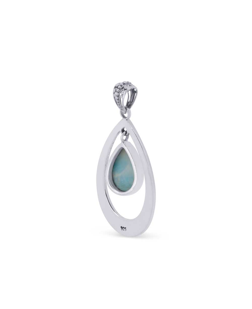 Sterling Silver Swaying Larimar Pendant - Pendants