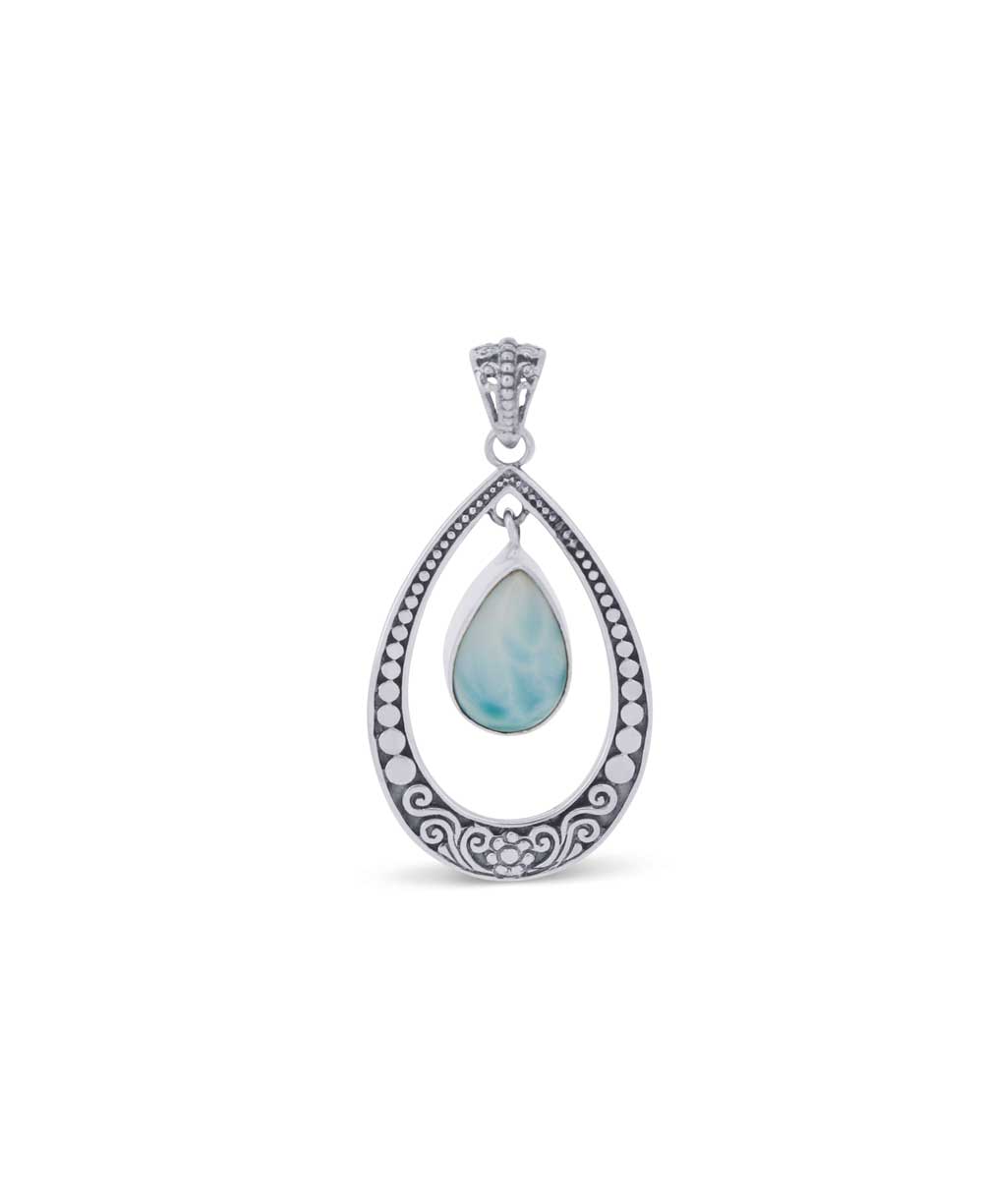 Sterling Silver Swaying Larimar Pendant - Pendants