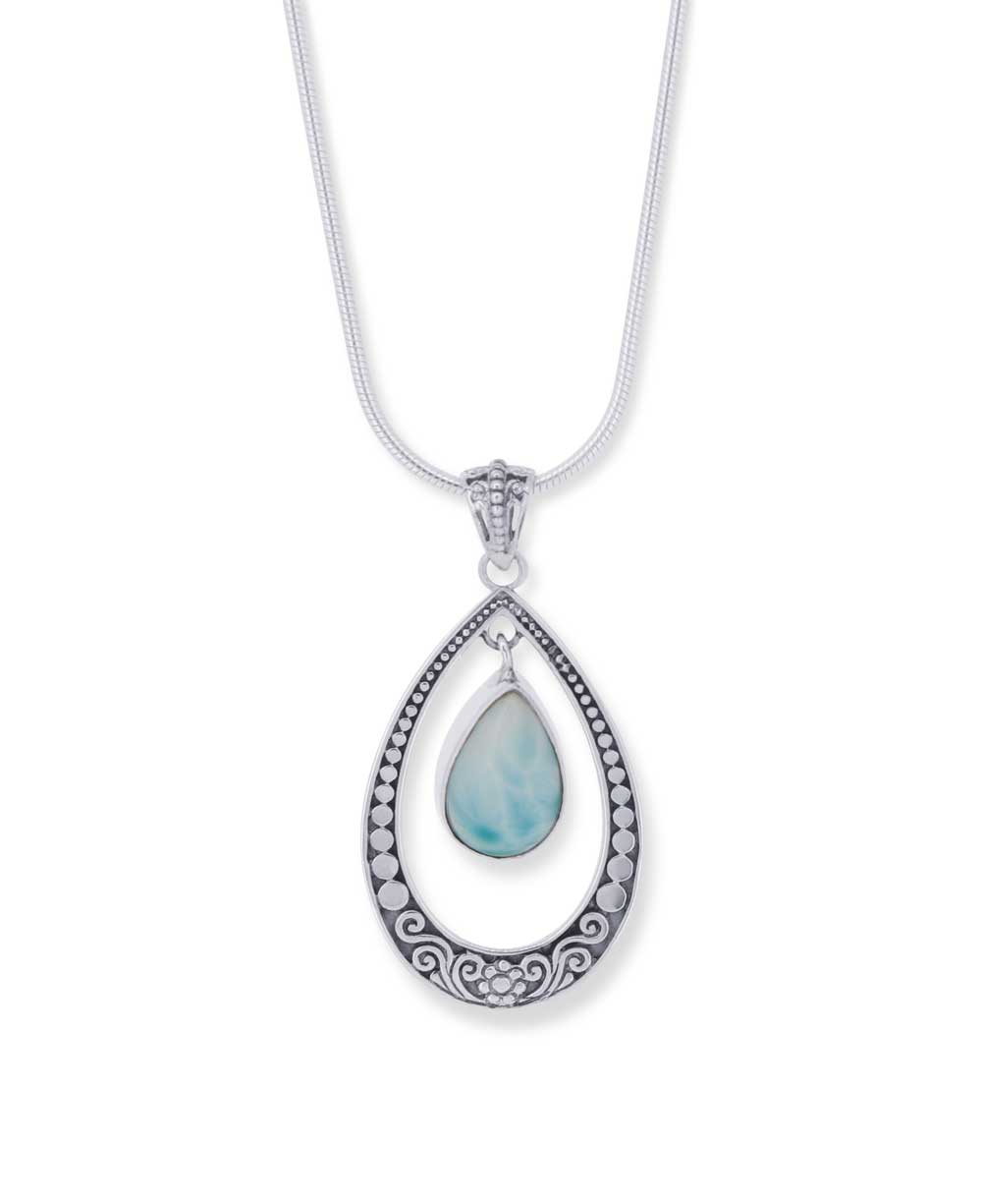 Sterling Silver Swaying Larimar Pendant - Pendants