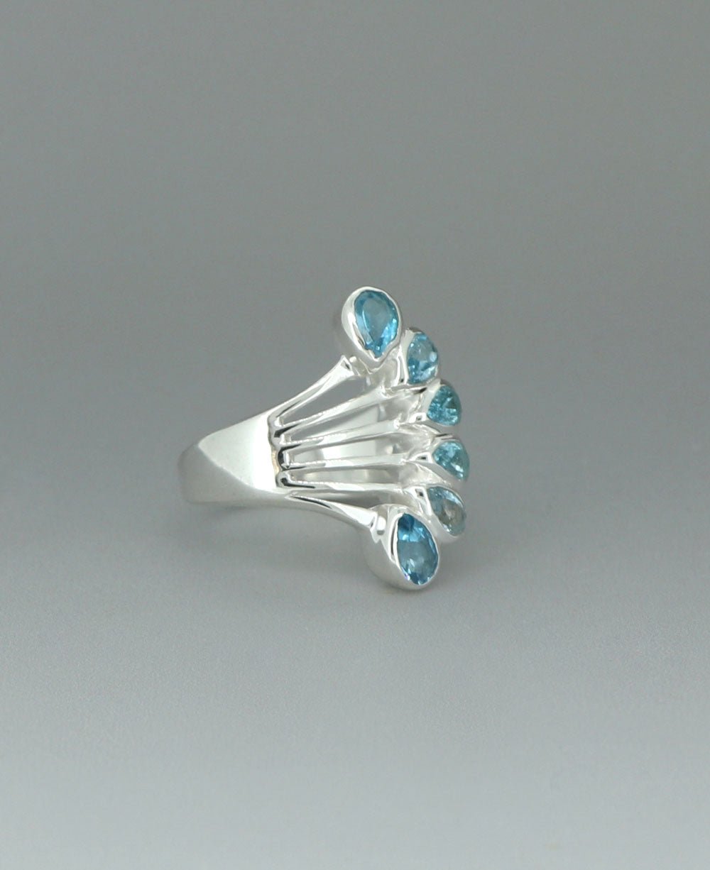 Sterling Silver Teardrop Gemstones Blue Topaz Ring - Rings 7