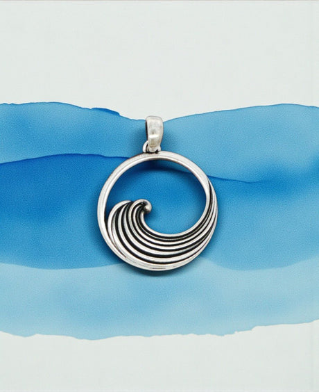 Sterling Silver Waveform Pendant with Vintage Finish - Pendant