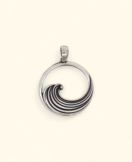 Sterling Silver Waveform Pendant with Vintage Finish - Pendant