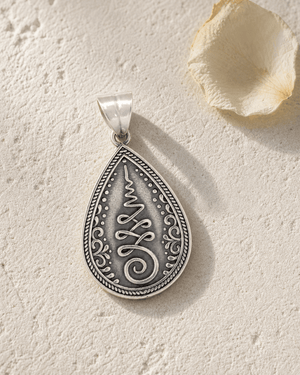 Teardrop Unalome Sterling Silver Pendant - Pendants