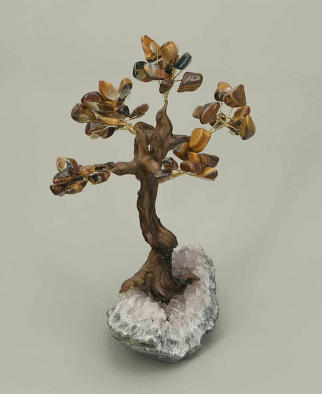 Tiger’s Eye Gemstone Bonsai Tree - New