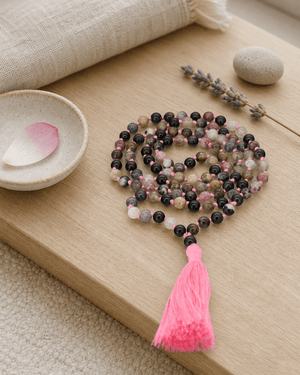 Tourmaline 108 Beads Meditation Mala, Knotted - Prayer Beads