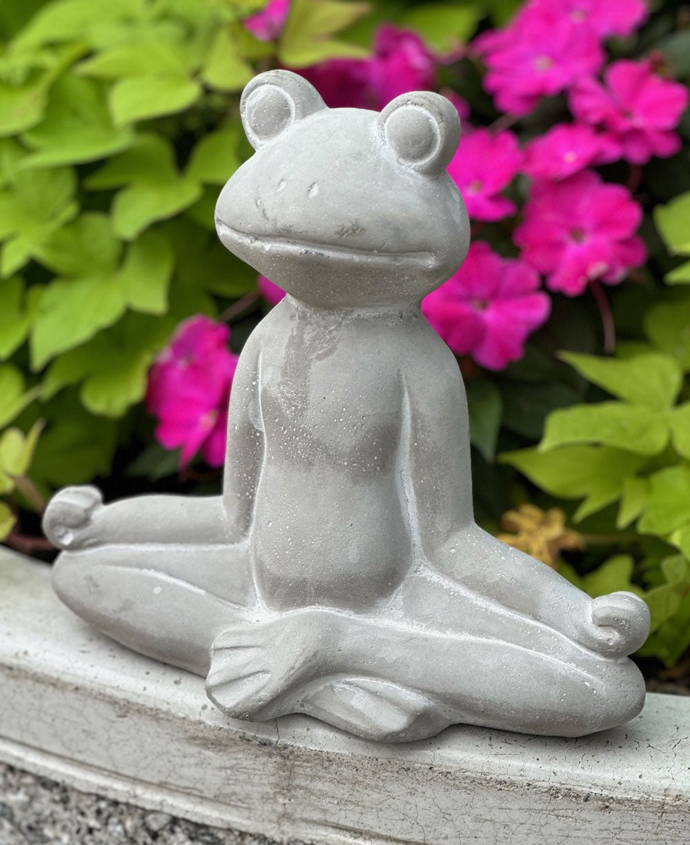 Tranquil Cement Meditating Yoga Frog Statue - Sculptures & Statues