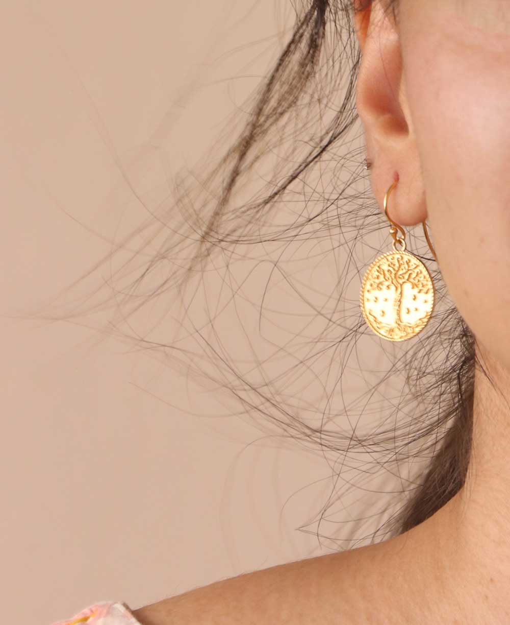 Tree of Life Design Gold Plated Earrings - Earrings