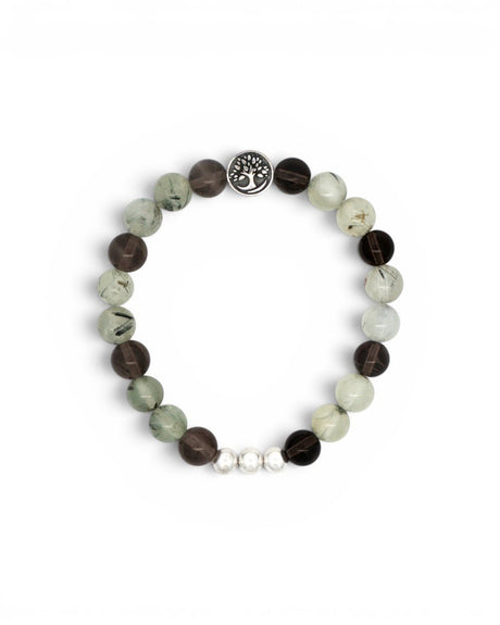 Tree of Life Gemstone Bracelet — Smoky Quartz & Prehnite, 8mm - Bracelet
