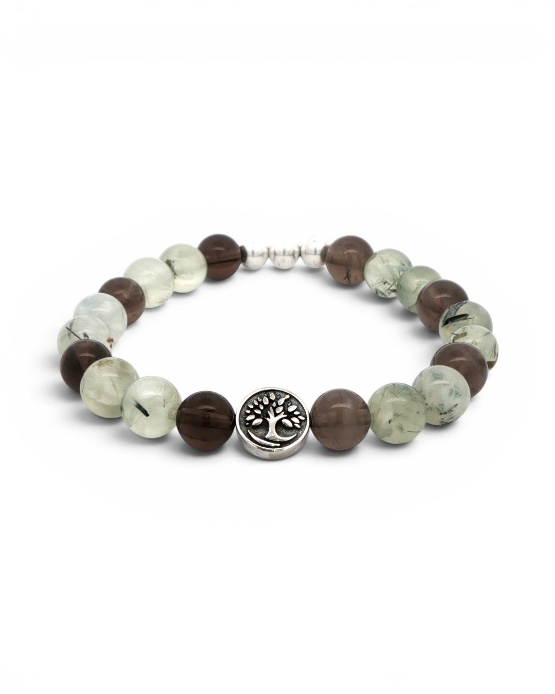Tree of Life Gemstone Bracelet — Smoky Quartz & Prehnite, 8mm - Bracelet