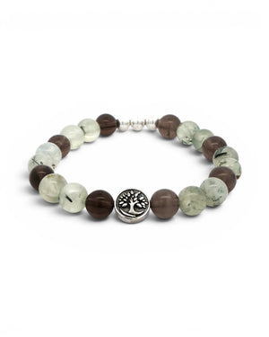 Tree of Life Gemstone Bracelet — Smoky Quartz & Prehnite, 8mm - Bracelet