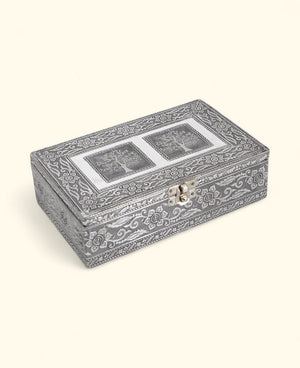 Tree of Life Mala, Jewelry Box – Handcrafted Metal Keepsake Storage with Velvet Lining - Jewelry Boxes