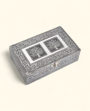 Tree of Life Mala, Jewelry Box – Handcrafted Metal Keepsake Storage with Velvet Lining - Jewelry Boxes
