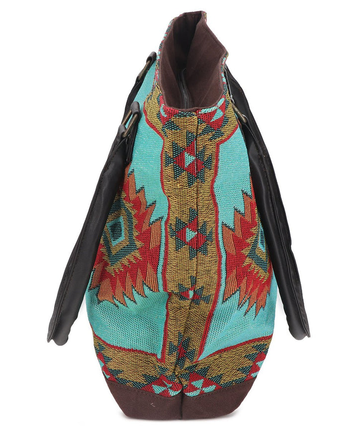 Tribal Tapestry Woven Textile Shoulder Bag with Native Designs - Handbags