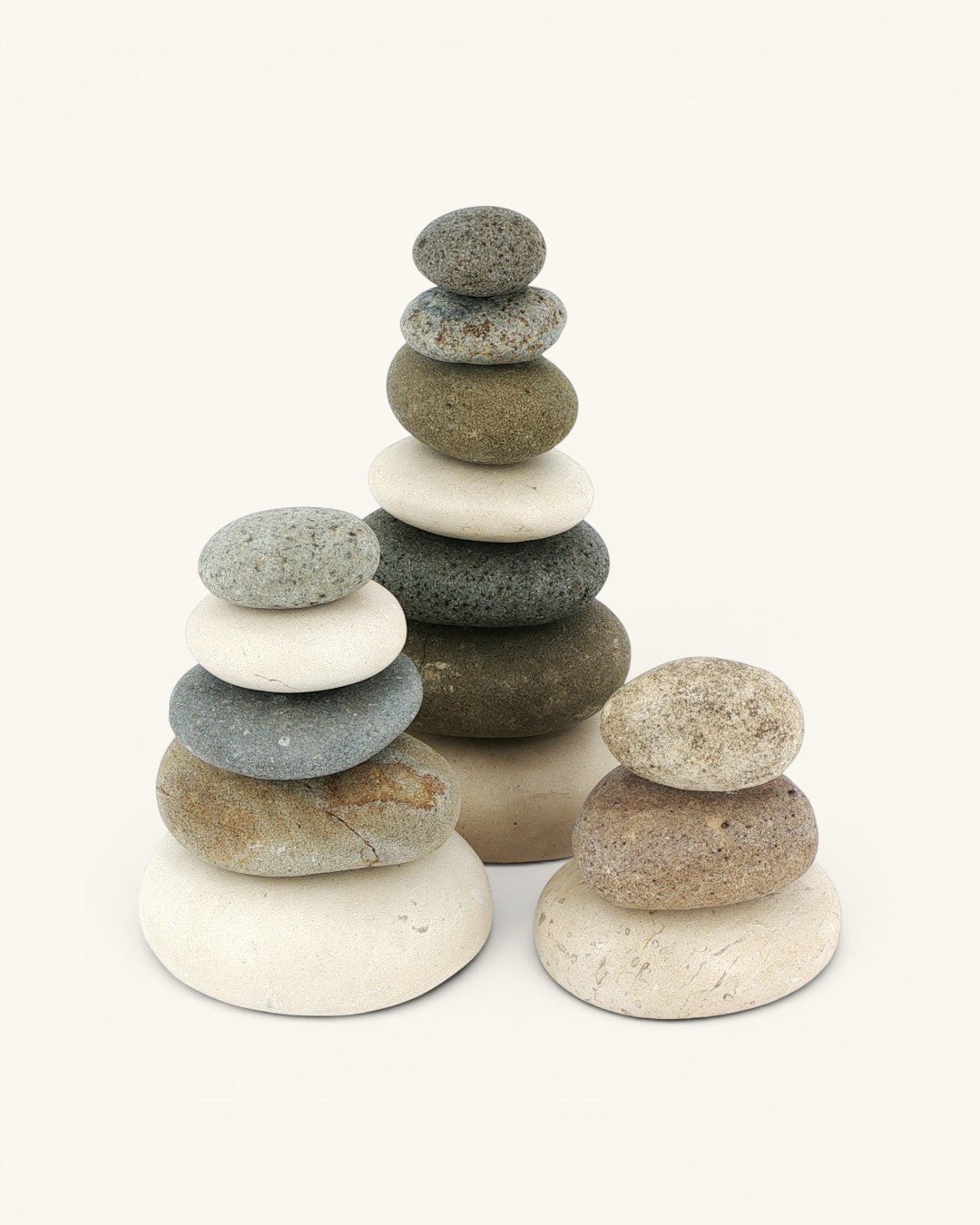 Triple Stone Cairn Sculpture — Natural Zen Balance Decor - Home Decor