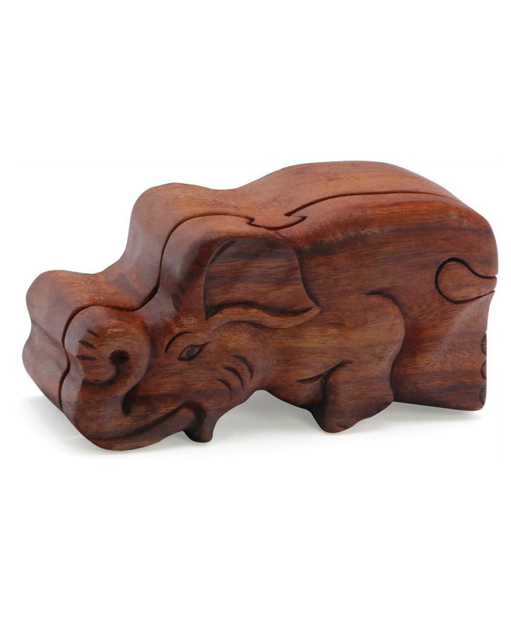 Trumpeting Elephant Wood Puzzle Box - Decor