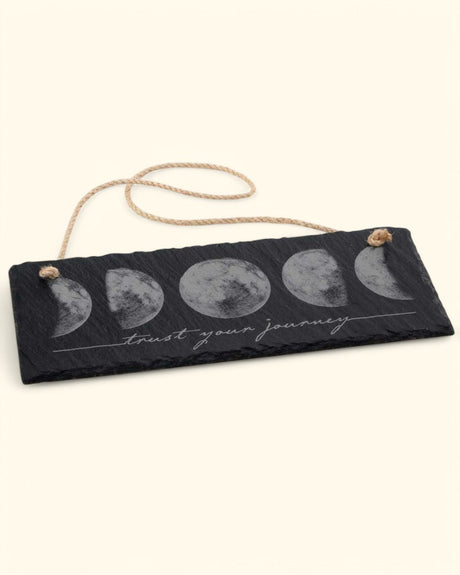 Trust Your Journey Moon Phase Slate Wall Hanging - Posters, Prints, & Visual Artwork