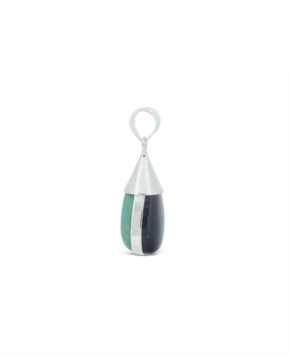 Turquoise and Onyx Gemstone Protection Pendant - Charms & Pendants