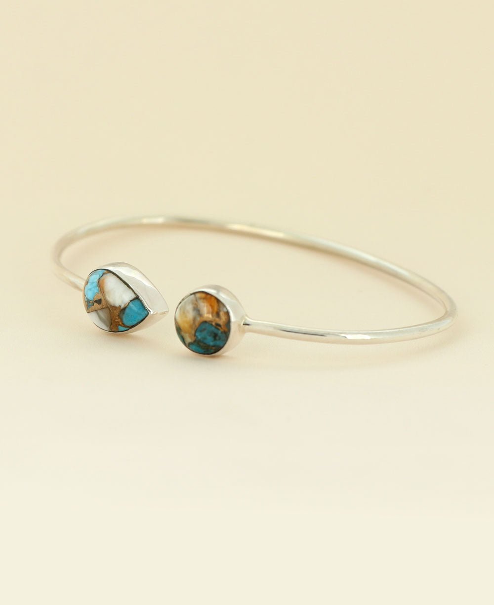 Turquoise Spiny Oyster Sterling Silver Adjustable Bracelet - Bracelets