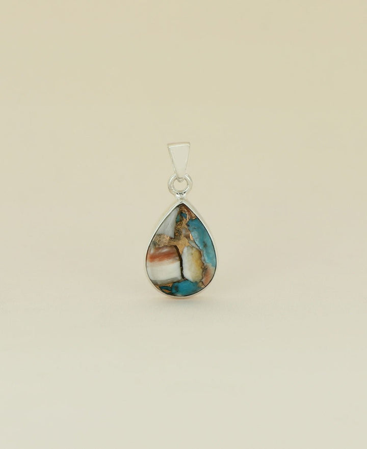 Turquoise Spiny Oyster Sterling Silver Teardrop Pendant - Charms & Pendants