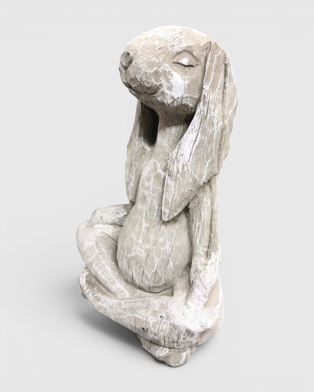 Vintage 14" Zen Meditating Karma Yoga Bunny Rabbit Concrete Garden Statue Made in USA - Sculptures & Statues