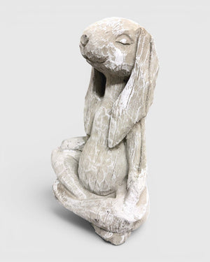 Vintage 14" Zen Meditating Karma Yoga Bunny Rabbit Concrete Garden Statue Made in USA - Sculptures & Statues