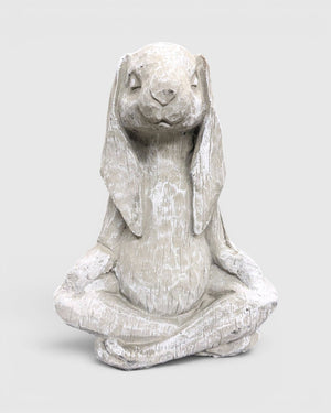 Vintage 14" Zen Meditating Karma Yoga Bunny Rabbit Concrete Garden Statue Made in USA - Sculptures & Statues